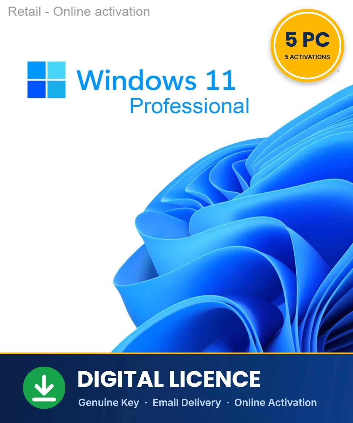 Windows 11 Professional Retail 5 PC genuine digital licence key