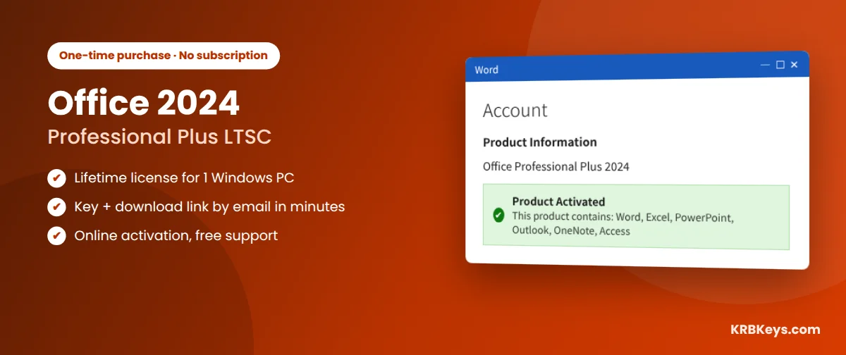 Microsoft Office 2024 Professional Plus LTSC one-time purchase lifetime license for 1 PC