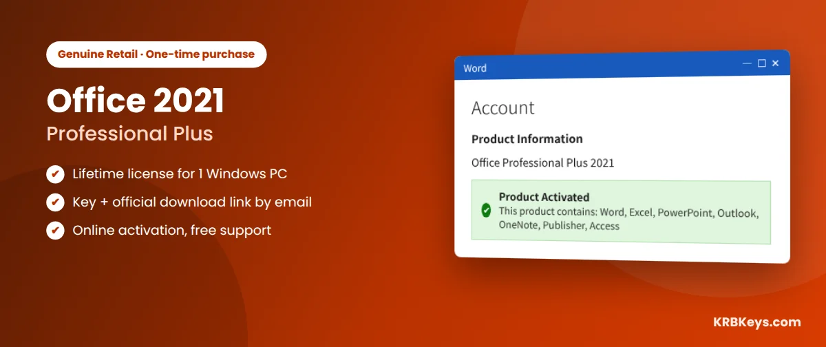 Microsoft Office 2021 Professional Plus genuine retail one-time purchase for 1 PC